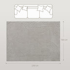 Tapis salon 230 x 160 cm, tapis à poils épais géométrique, moelleux et antidérapant, gris-2