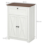 Meuble de rangement buffet multi-rangements 2 portes avec étagère réglable 1 tiroir, dim. 60L x 30P x 87,5H cm-2