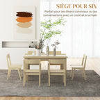 Table de salle à manger pour 6 personnes en bois aspect naturel et blanc, dim. 140L x 90l x 75H cm-3
