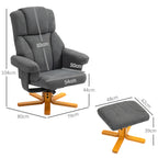 Fauteuil relax avec repose-pied, fauteuil de relaxation, dossier inclinable, assise rembourrée, 79x80x104cm, gris foncé-2