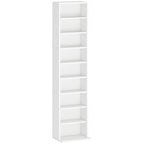 Rangements pour CD et DVD 9 compartiments et 6 étagères réglables capacité max. 260 CD/120 DVD 33 x 24 x 140 cm blanc-0