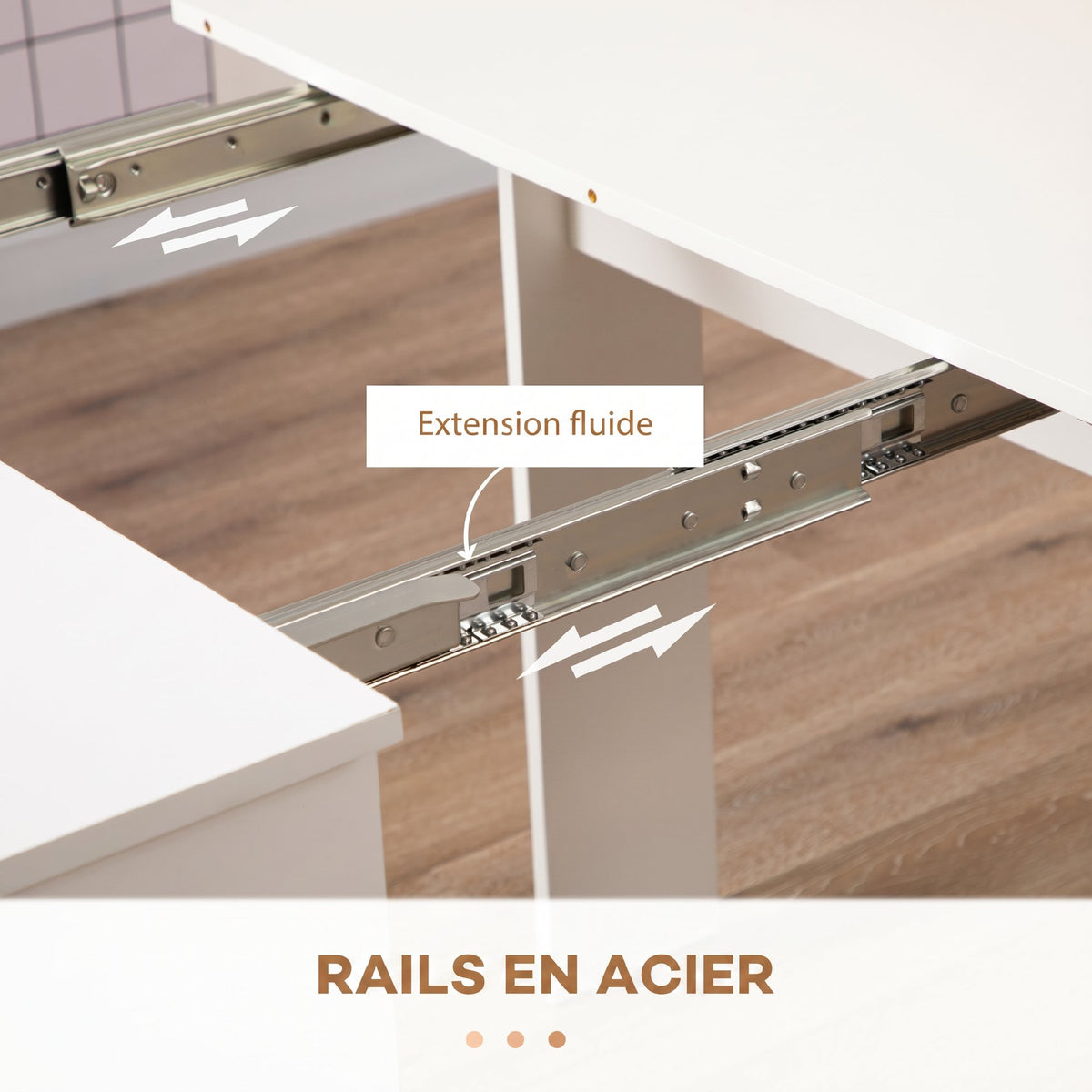Table à manger pliante, table pliante cuisine extensible jusqu'à 6 personnes, pour petits espaces, salle à manger, blanc-6