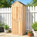 Armoire de Jardin en Bois Abri à Outils Rangement Extérieur Toit en Pointe en Asphalte 82x50x190cm Bois Naturel-8