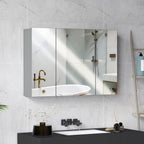 Armoire murale de salle de bain avec 3 portes miroir et étagères réglables en MDF Gris dim. 90L x 15l x 60H cm-1