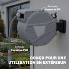Enrouleur Tuyau Arrosage Mural 20+1,6m x Ø 15mm, Dévidoir de Tuyaux d'Eau Rétractable Automatique Pivotant à 180°, Gris-7