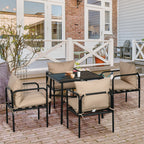 Salon de jardin ensemble table et chaises 5 pièces 1 table à manger carrée et 4 chaises 4 coussins-1