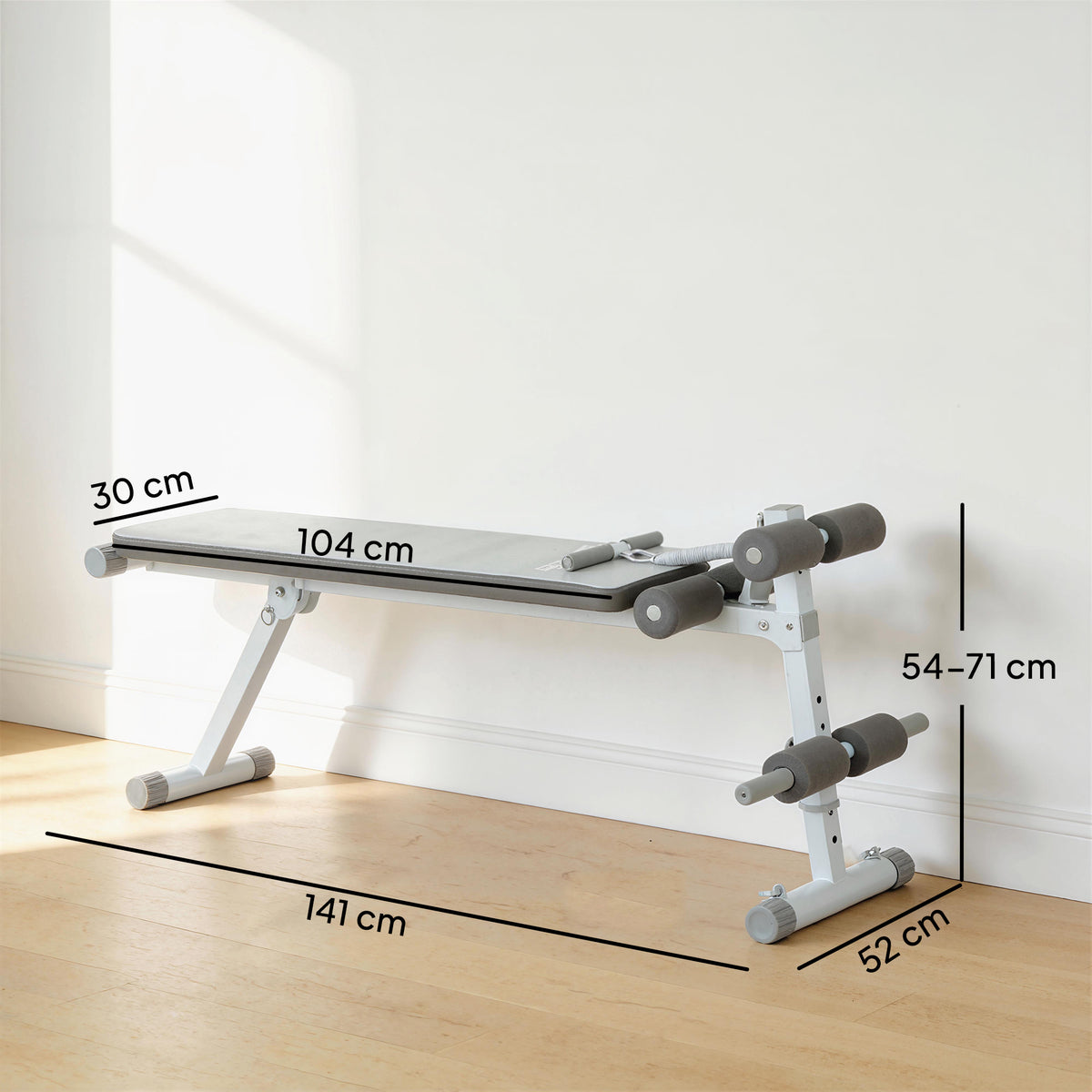 Banc de Musculation Multifonction, Banc Plat Réglable avec Siège à 3 Niveaux, 141 x 52 x 54-71 cm, Bleu et Blanc-2
