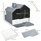 Maison de toilette bac à litière pour chat design maisonnette avec pelle, filtre et tapis dim. 47L x 45l x 42H cm-2