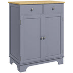 Meuble de rangement buffet salon avec placards, 2 tiroirs et étagères réglables, 68x40,3x85cm, gris et bois naturel-0