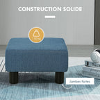 Pouf repose-pied tabouret bas en tissu de lin capacité de charge 110 Kg 40 x 30 x 24 cm bleu foncé-4