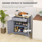 Meuble de rangement buffet salon avec placards, 2 tiroirs et étagères réglables, 68x40,3x85cm, gris et bois naturel-3