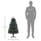 Sapin Noël Artificiel Arbre Noël Lumineux 120cm Fibre Optique Deco Noël lumière à Variation Couleurs 130 LED Vert-2