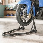 Béquille roue avant arrière charge 390 kg béquille d'atelier moto bras réglable en acier, fourche en forme de U + L noir-8