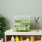 Cage pour hamster à 2 niveaux avec roue de course salle de bain en sable pour hamster nain 44,5 x 28 x 44 cm vert-6