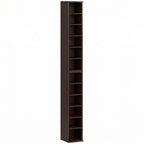 Lot de 2 étagères colonnes armoire de rangement CD-DVD 12 compartiments 21 x 22,5 x 88,5 cm capacité 204 CD marron-0