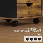 Caisson bureau mobile, meuble rangement sur roulettes avec 5 tiroirs, bois, 40 x 40 x 67 cm, marron-4
