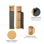 Support Papier Toilette - Porte-Papier Toilette - 2 Niveaux MDF Gris Bambou-6
