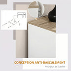 Buffet meuble cuisine rangement avec placard à portes et étagères réglables, 60 x 30 x 90 cm, blanc-5