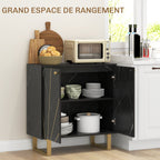 Buffet de rangement avec 2 portes et étagère réglable pieds en métal 76 x 35 x 77 cm ton marbre noir-3