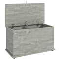 Coffre de Rangement, Banc de Rangement avec Couvercle Rabattable et Charnières de Sécurité, 80 x 40 x 45 cm, Gris-0