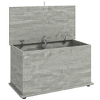 Coffre de Rangement, Banc de Rangement avec Couvercle Rabattable et Charnières de Sécurité, 80 x 40 x 45 cm, Gris-0