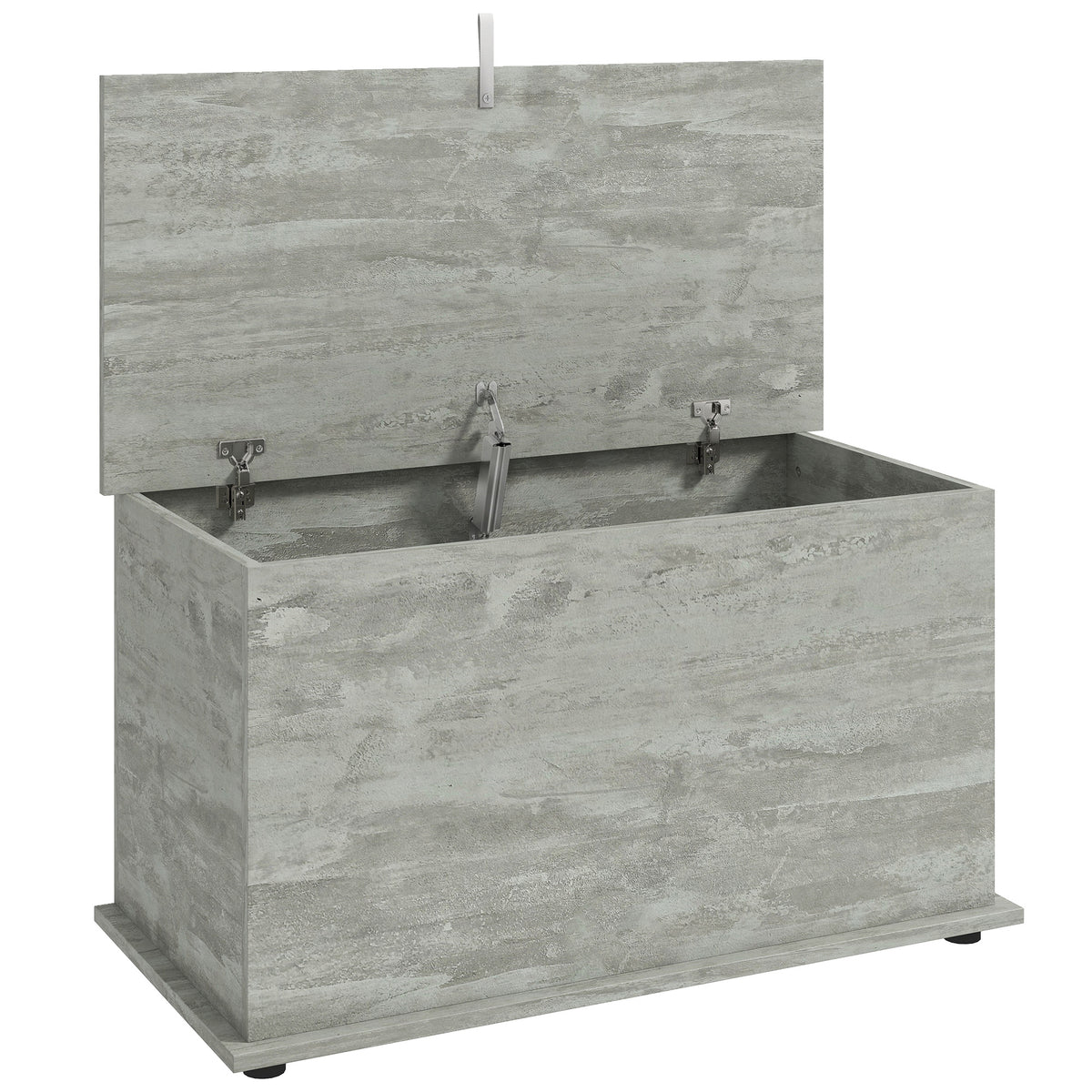 Coffre de Rangement, Banc de Rangement avec Couvercle Rabattable et Charnières de Sécurité, 80 x 40 x 45 cm, Gris-0