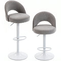 Lot de 2 Tabourets de Bar, Chaises de Bar Réglables en Hauteur, Assise Rembourrée en Chenille, Pivotant 360°, Gris-0