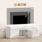 Meuble TV 2 portes pour téléviseurs jusqu'à 60 pouces, meuble télé avec placard et étagère ouverte, blanc-2