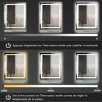 Miroir rectangulaire mural lumineux LED de salle de bain 80 x 60 cm-4