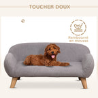 Canapé pour chien canapé pour animal de compagnie pieds effilés en bois revêtement tissu 72 x 44 x 31 cm - gris-5