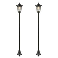 Lot de 2 Lampadaires Solaires 1,86 m pour Jardin, Lampes de Rue en Acier Inoxydable à Hauteur Réglable Noir-0