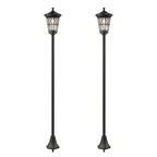 Lot de 2 Lampadaires Solaires 1,86 m pour Jardin, Lampes de Rue en Acier Inoxydable à Hauteur Réglable Noir-0