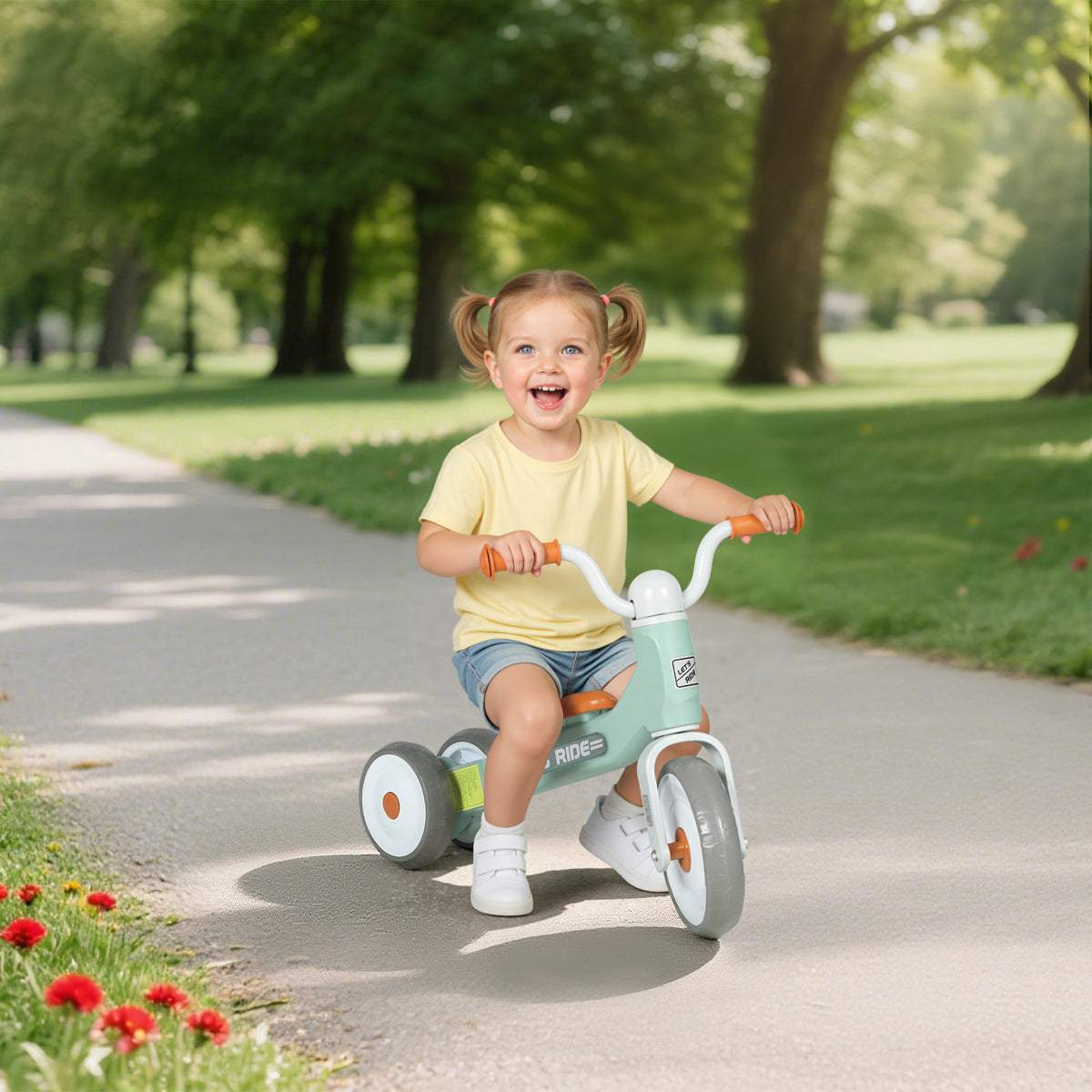 Draisienne bébé 1-3 ans jusqu'à 20 kg, vélo enfants sans pédale, 3 roues silencieuses, 69 x 40 x 49 cm, vert-1