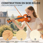 Violon 4/4 ensemble de violon en bois massif pour adultes et débutants avec étui léger et portable 60 x 21 cm marron-4