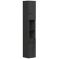 Meuble colonne de salle de bain 2 placards avec étagères réglables + 2 niches 30 x 30 x 181,5 cm noir-0