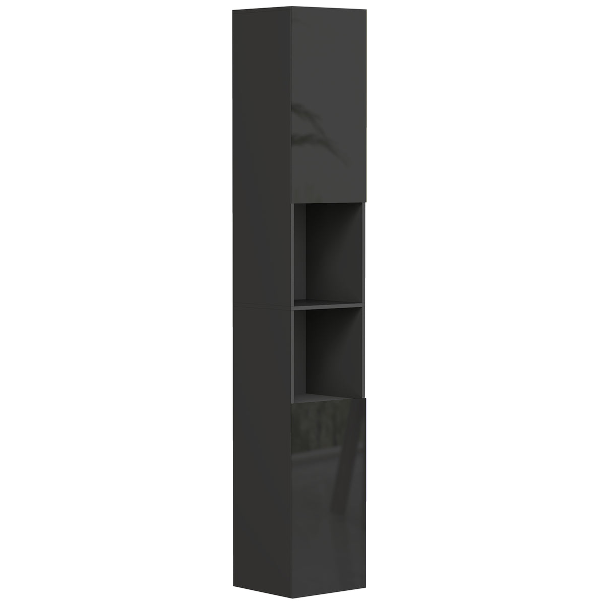 Meuble colonne de salle de bain 2 placards avec étagères réglables + 2 niches 30 x 30 x 181,5 cm noir-0