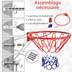 Panier de basket, anneau de basketball avec filet, suspendu mural intérieur et extérieur, Ø 46 x 46 cm, rouge-3