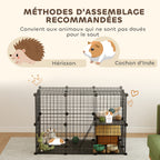 Enclos pour petits animaux, cage à lapin modulable 3 niveaux, 39 panneaux avec rampes, en métal, 70 x 70 x 105 cm, noir-5