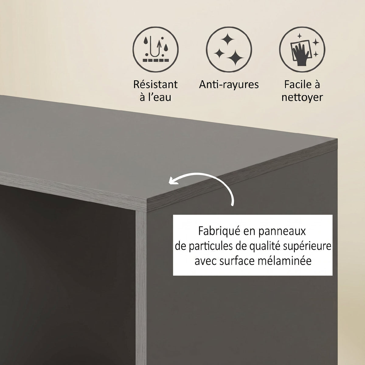 Armoire penderie meuble de rangement mobile 4 roulettes avec tringle à vêtements et étagères ouvertes, gris-5
