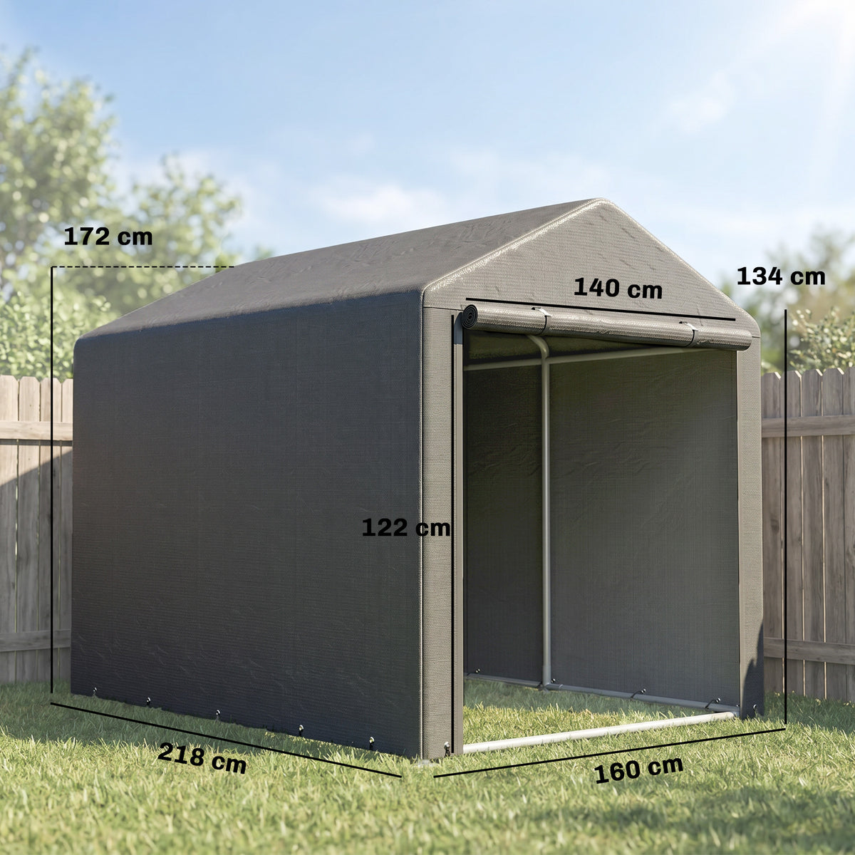 Abri de jardin tente de stockage portable abri de vélo garage pour extérieur avec cadre en acier galvanisé grande porte-2