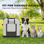 Grand Sac Transport Chat Chien Plaible Respirant Sangle Sécurité Coussin Lavable Gamelle Pliable 70x52x50cm Gris Clair-8