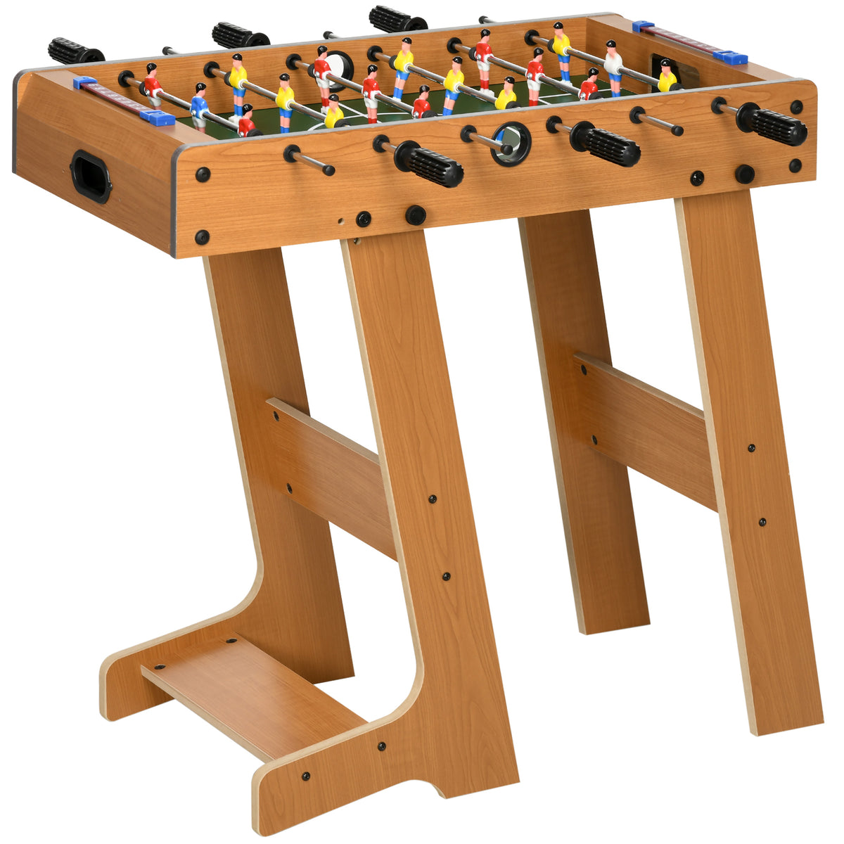 Babyfoot pliable en bois avec 18 joueurs, 2 ballons, 6 tiges et tableau de bord, pour adulte et enfant, 69 x 37 x 70 cm-0