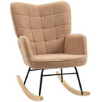Fauteuil à bascule rocking chair revêtement effet laine bouclée, structure en acier 71 x 98 x 101 cm marron-0