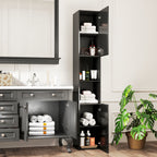 Meuble colonne de salle de bain 2 placards avec étagères réglables + 2 niches 30 x 30 x 181,5 cm noir-8