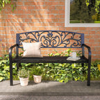 Banc de Jardin terrasse en Acier Fonte Noir 2 Places 127 x 60 x 87 cm Charge Max 240 Kg-8