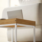 Lot de 2 tables basses gigognes carrées, tables gigognes de salon avec cadre en acier, style moderne, blanc-7
