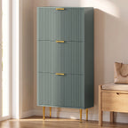 Meuble à Chaussures 18 Paires, Armoire à Chaussures avec 3 Tiroirs, Façades Cannelées et Étagères Réglables, Vert Foncé-1