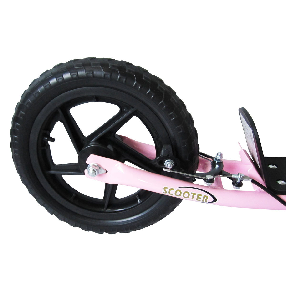 Trottinette enfant patinette pneus 30 cm Hauteur Guidon réglable poignée Frein et béquille Acier pour enfants à partir de 5 ans Rose-7