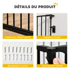 Barrière de sécurité parc enclos chien modulable pliable porte intégrée 300L max. x 74,5H cm métal PP noir-6