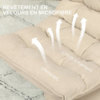 Fauteuil de sol paresseux fauteuil relax design capitonné inclinaison dossier réglable pivotant 360° revêtement lin beige-5